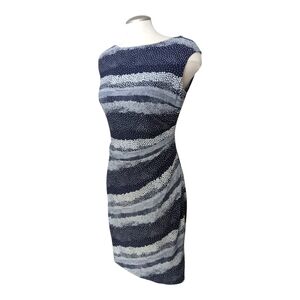 Chaps Blue & White Stretchy Jersey Knee Length Dress Size Medium